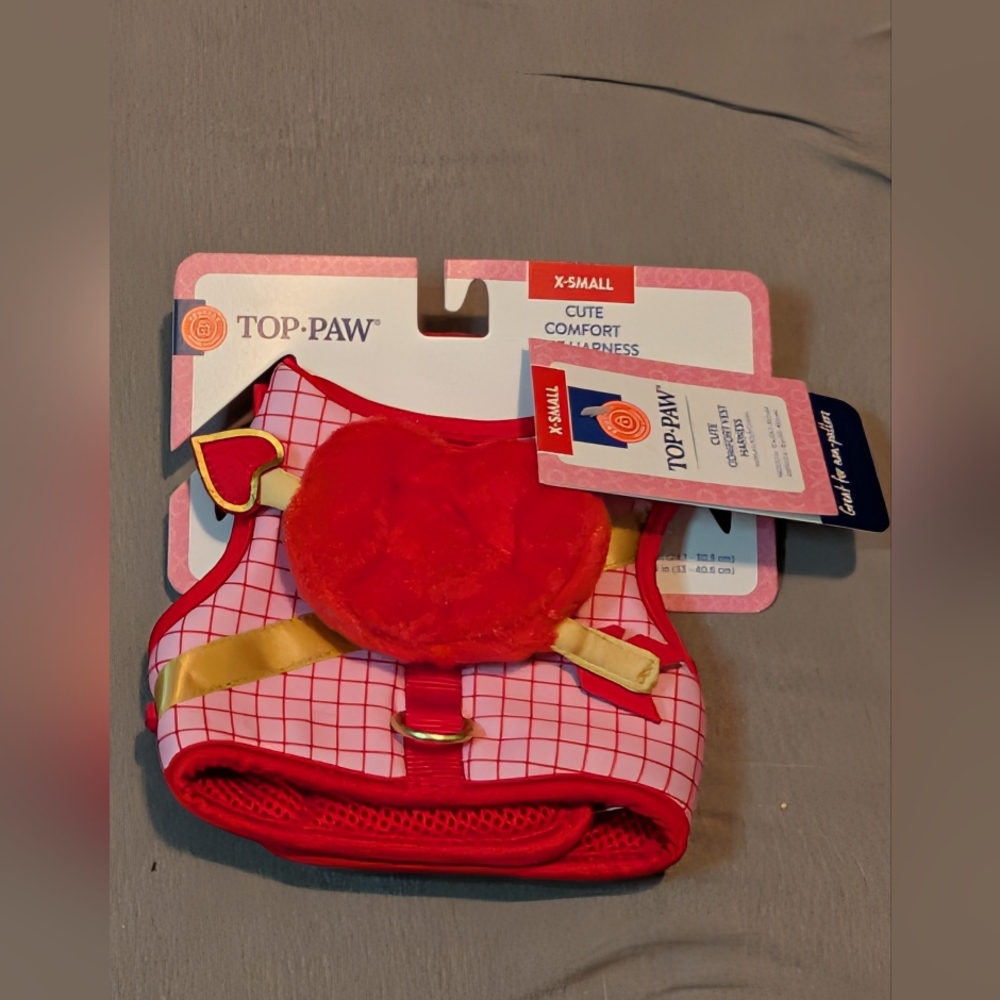 Top Paw Red and Pink Dog Or Cat Harness, Size X-small